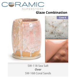 Sea Salt SW118 over Coral Sands SW168 Stoneware Combination Sea Salt SW118 over Coral Sands SW168 Stoneware Combination